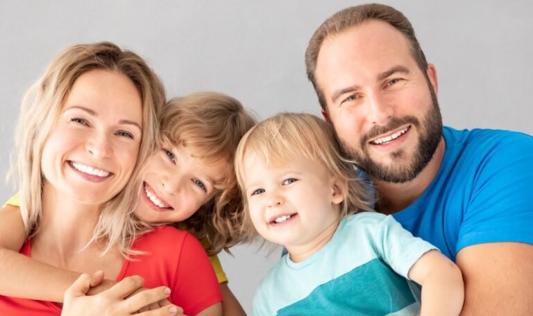 Parents with children having fun at home